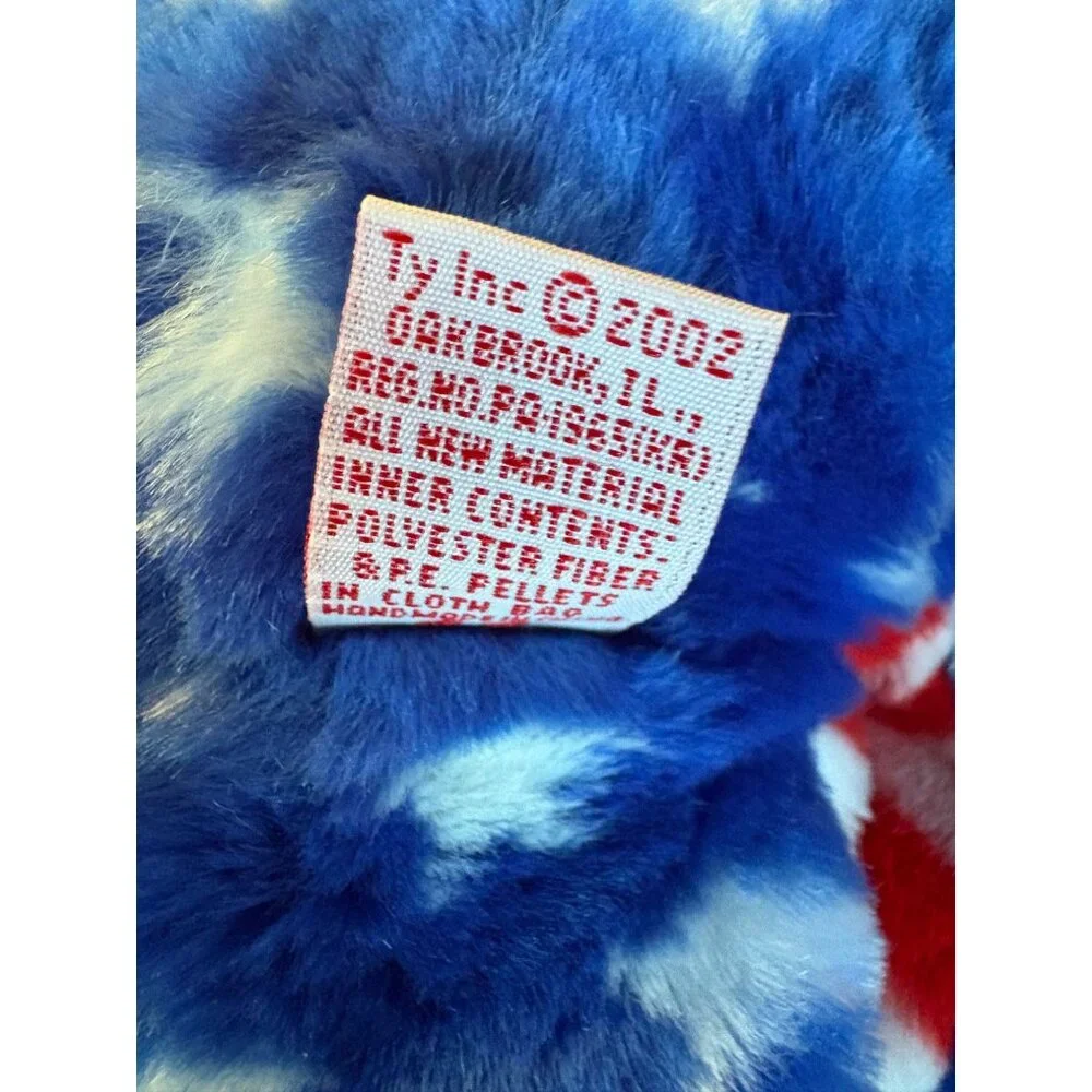 Ty Beanie Buddies Collection 2002 Patriotic Bear Plush Red White & Blue Stars St